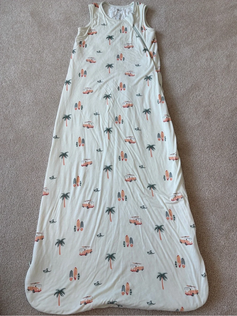 Kyte BABY Cream Sleep Sack with Coral Vans, Surfboards & Green Palms